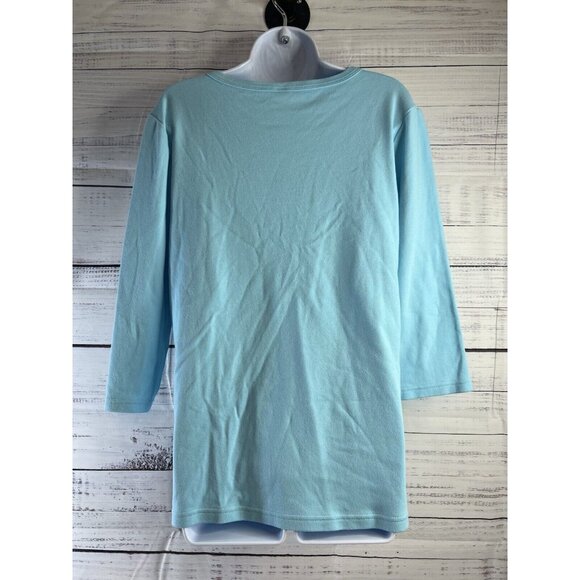 90s Morning Sun Sweatshirt L Nautical Seashell Coastal Blue Cottage - Picture 5 of 12